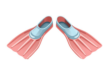 Paired Red Snorkeling Fins for Ocean Dives © firstcolor