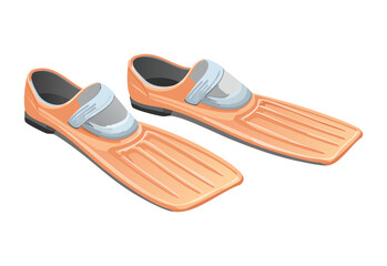 Paired Orange Snorkeling Fins Ready for Use © firstcolor