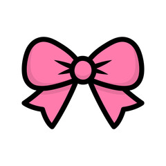 Ribbon bow with a dark outline, perfect for celebratory designs.