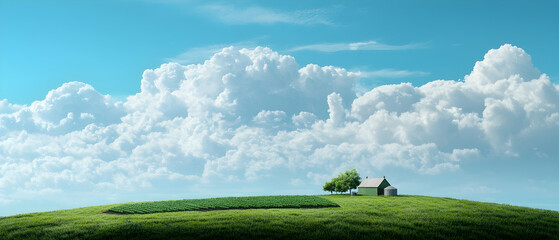 Rural Landscape With Farmhouse And Trees