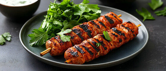 Grilled Chicken Skewers With Fresh Greens
