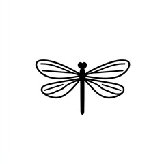 Simple black line drawing of a dragonfly
