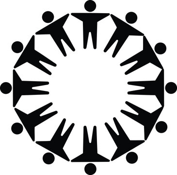 Vector community circle people holding hands teamwork unity cooperation partnership connection together group icon