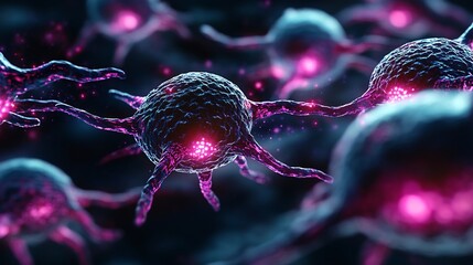 Bright, Glowing Star-Like Cells in Energetic Interaction