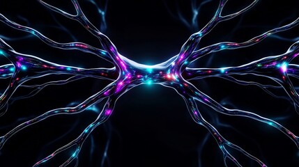 Advanced Neurotechnology Abstract with Glowing Data