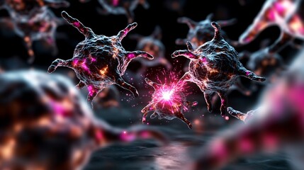 Advanced, Vibrant Oncological Illustration of Cellular Therapy