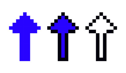 Arrow pixel art simple hand drawn minimalist illustration with cute 8-bit old-fashioned style objects for retro computer game design