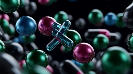 Colorful Spheres and Rods Interacting on a Cell Surface