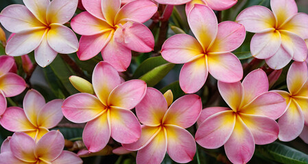plumeria flowers on the tree