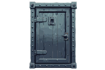A formidable weathered dungeon door hinting at untold stories of confinement mystery and on transparent background