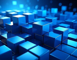 Obraz premium Abstract geometric design of stacked blue cubes