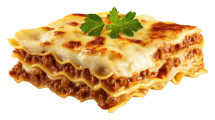 lasagna on a white background, isolated with a clipping path. Italian cuisine, png, transparent