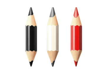 Three double ended pencils stand ready a vibrant trio of creativity and possibility black on transparent background