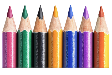 A spectrum of creativity awaits as colorful pencils stand ready to bring vibrant ideas to life on transparent background
