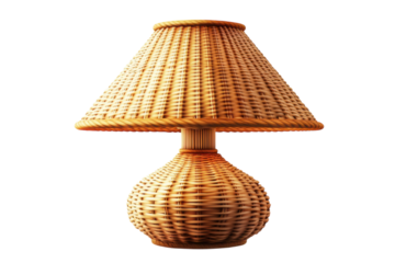 An inviting woven lamp radiating a warm glow perfect for creating a cozy reading nook with a on transparent background