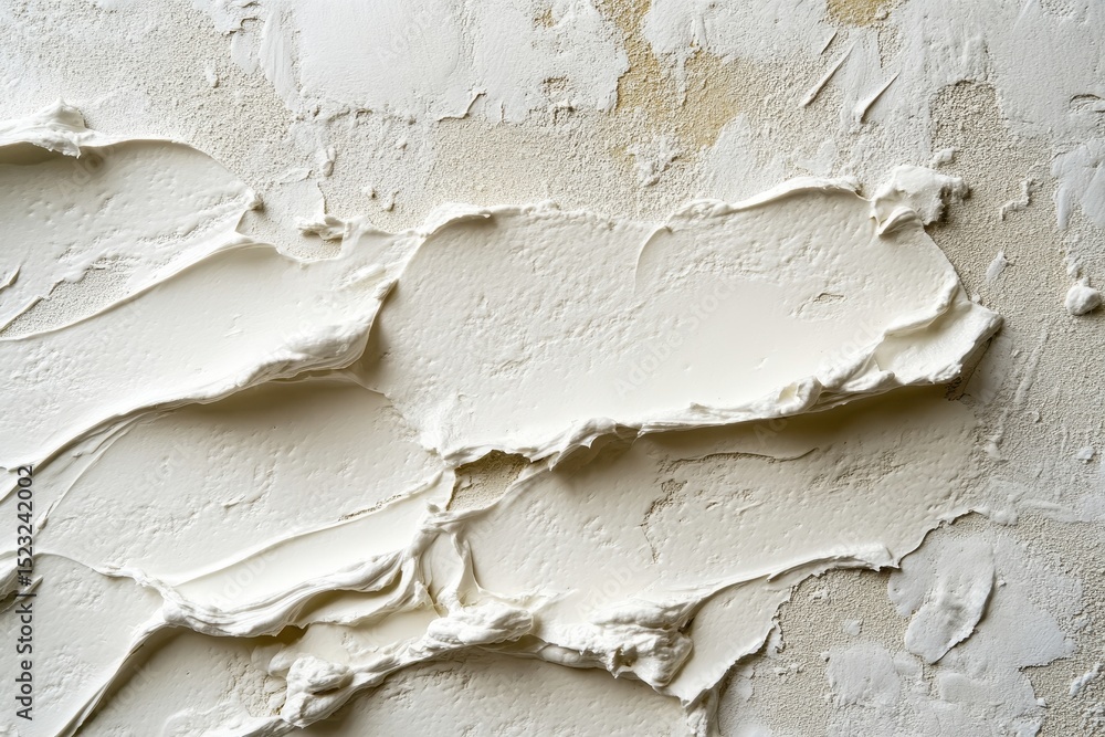Aufkleber close-up view of textured white wall showcasing intricate plaster patterns created during renovation