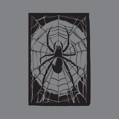 Minimal Spider and Web Vector – Scary October Art