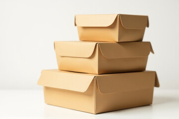 Obraz premium A stack of three boxes placed one on top of the other, possibly for storage or shipping