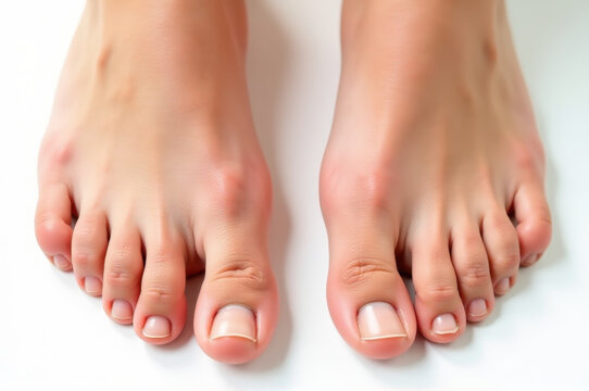 Close-up shot of a person's painted toenails and fingernails