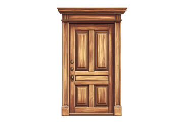 An inviting rustic wooden door beckons to enter a world of hidden tales and untold mysteries on transparent background