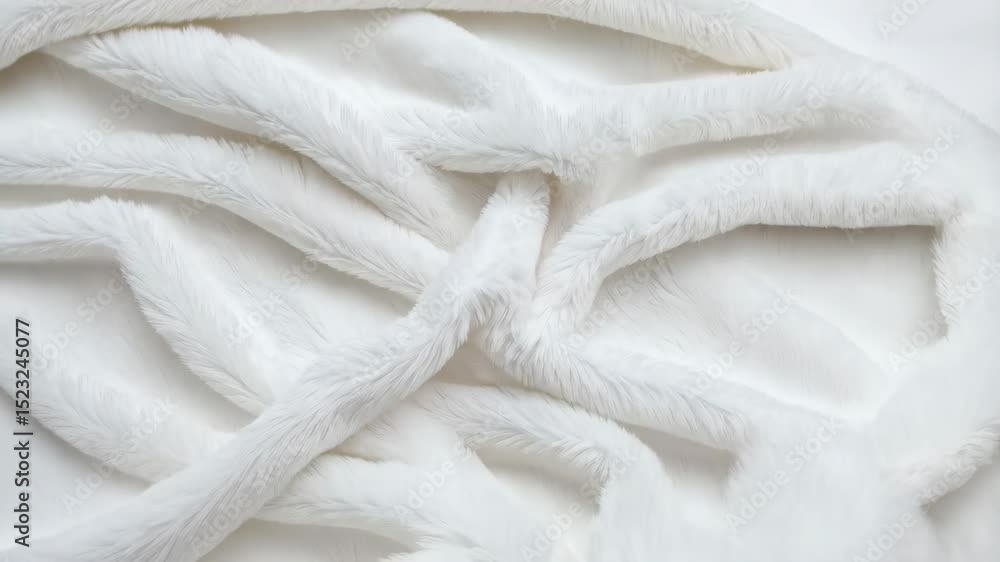 Aufkleber detailed view of a soft white faux fur fabric with raised textures, creating depth and inviting a se