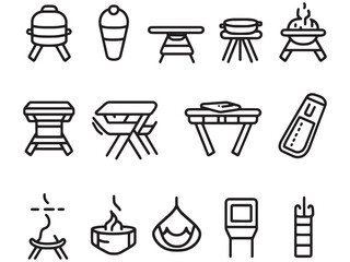 Camp Table Minimalist 2D Line Art Version