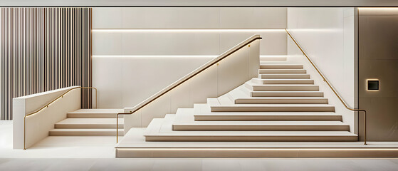 Naklejka premium Modern Beige Staircase Interior Design