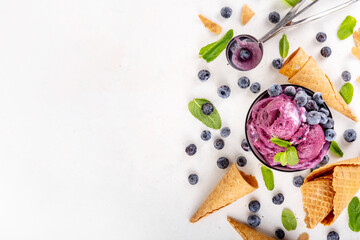 Blueberry rich creamy sorbet ice cream