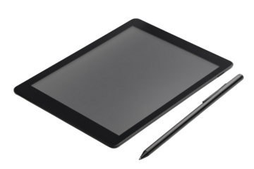 Unveiling a sleek tablet for creative inspiration and digital innovation with a stylus on a on transparent background