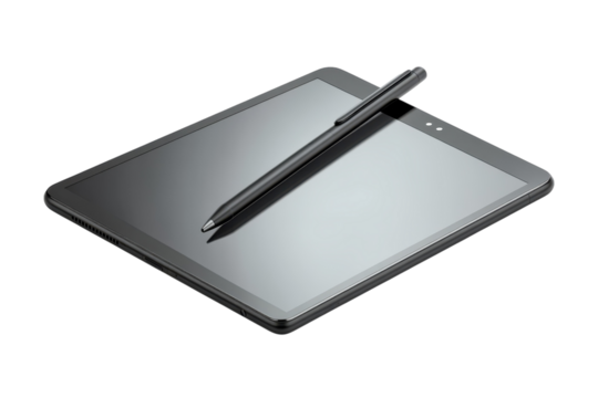 Capturing creativity on a modern tablet a sleek stylus poised to bring ideas to life with a on transparent background - Powered by Adobe
