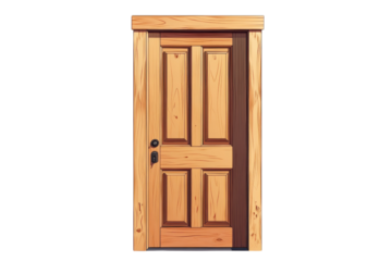 Inviting wooden front door suggesting a journey promising warmth and home within showcasing on transparent background
