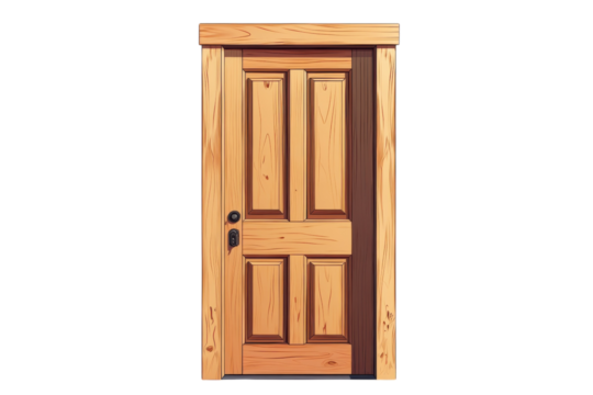 Inviting wooden front door suggesting a journey promising warmth and home within showcasing on transparent background