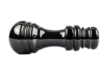 A polished ebony chess queen piece embodying strategy and power in a single symbolic form with on transparent background