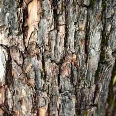 Closeup of rough textured tree bark surface with natural patterns
