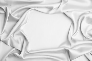 Obraz premium Texture of white silk fabric as background, top view