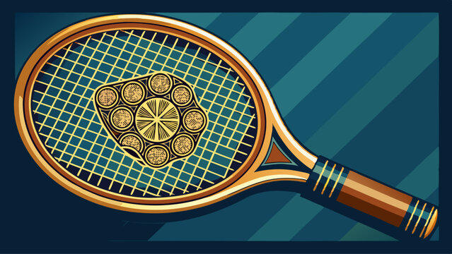 Vintage vector illustration of a tennis racket showcasing elegant craftsmanship and intricate design for sports enthusiasts White background
