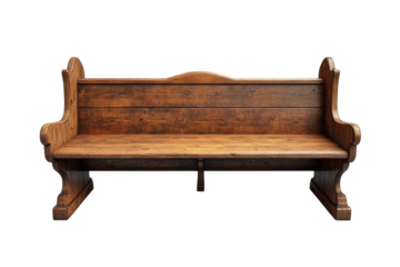 An inviting rustic wooden bench evokes memories of heartfelt conversations and peaceful on transparent background