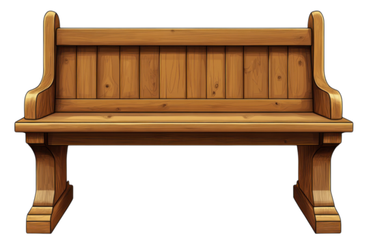 Rustic wooden park bench a simple place of quiet rest and contemplation beneath the trees in on transparent background