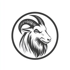 Outlined goat head in circle