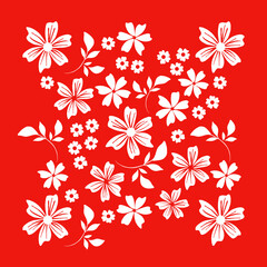 Fototapeta premium White Flower on Red Art