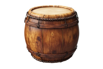 Obraz premium An aged wooden barrel a rustic container holding secrets of adventure and tales of pirates on transparent background