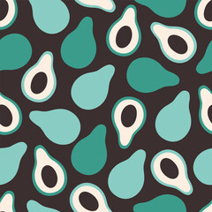 Seamless pattern with cute avocado. Design for banner, wallpaper, textile, wrapping paper, background, cards. Vector illustration in flat style