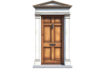 Discover a beautifully crafted wooden doorway an inviting threshold to new beginnings framed on transparent background