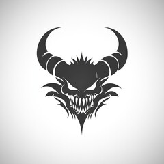Fototapeta premium Evil demon head graphic, stylized silhouette