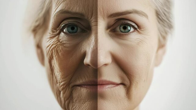 Transformation of aging features into radiant expressions on a mature face