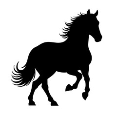 Obraz premium A bold silhouette of a horse, captured in stark black against the stark canvas, evokes the spirit of freedom.