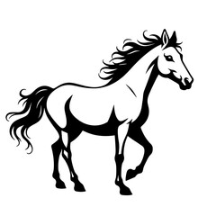 Fototapeta premium Majestic Horse in Motion: A Stylized Black and White Illustration