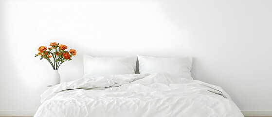 White Bedroom With Orange Flowers