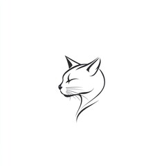 Simple black line drawing of a cat's head in profile view