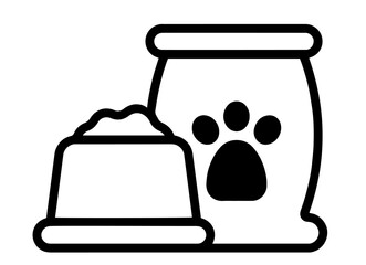 Pet Food Bowl and Feed Bag with Paw Symbol – Dry Food for Cats and Dogs, Animal Nutrition, Pet Care, Veterinary Products, Domestic Animal Supplies, Healthy Diet for Pets

